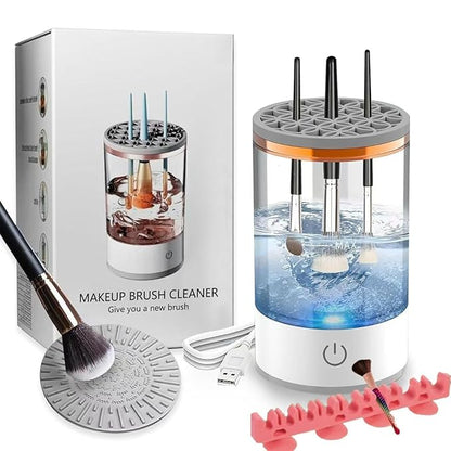 Combo Lavadora de Brochas y Rizador de Pestañas Eléctrico + Gorro de Satín GRATIS