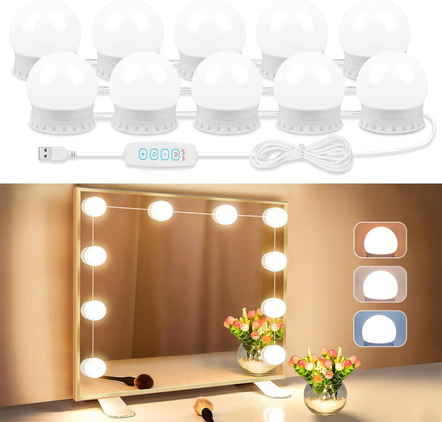 Combo de Belleza: Organizador + Luces de espejo + Gorro de Satín GRATIS