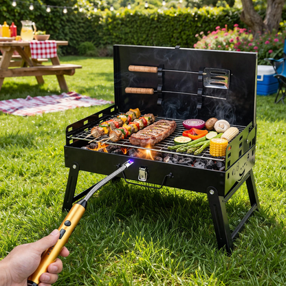 BBQ Portátil de Carbón + Encededor Eléctrico GRATIS