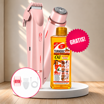 Afeitadora Eléctrica para Mujer + Aceite Aclarante de Cúrcuma y Almendra GRATIS
