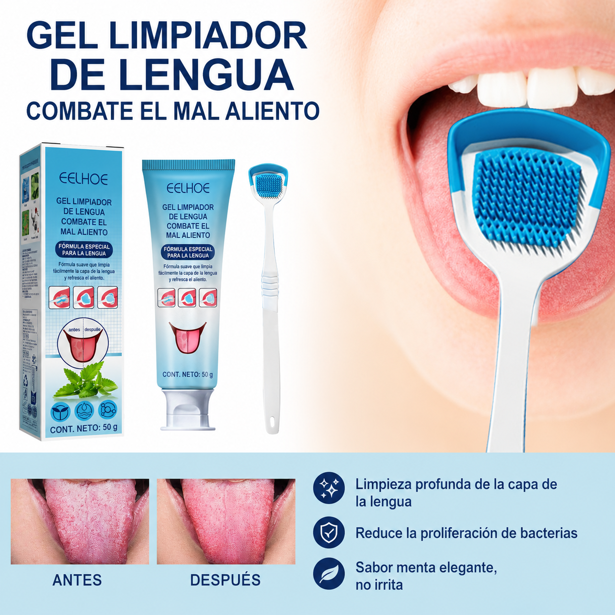 Irrigador Dental + Cepillo con Gel Limpiador de Lengua GRATIS