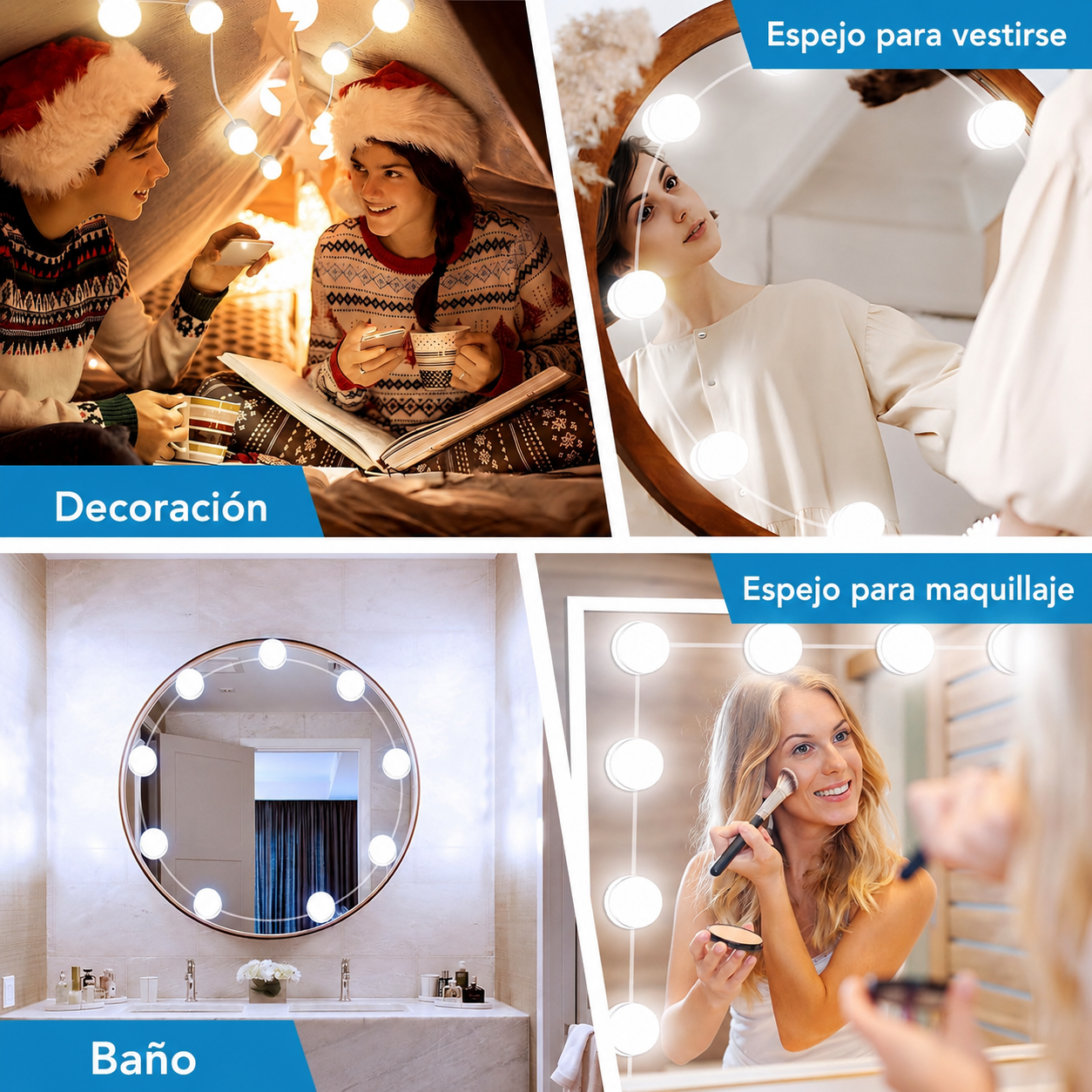 Combo de Belleza: Organizador + Luces de espejo + Gorro de Satín GRATIS