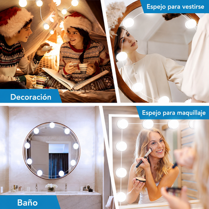 Combo de Belleza: Organizador + Luces de espejo + Gorro de Satín GRATIS