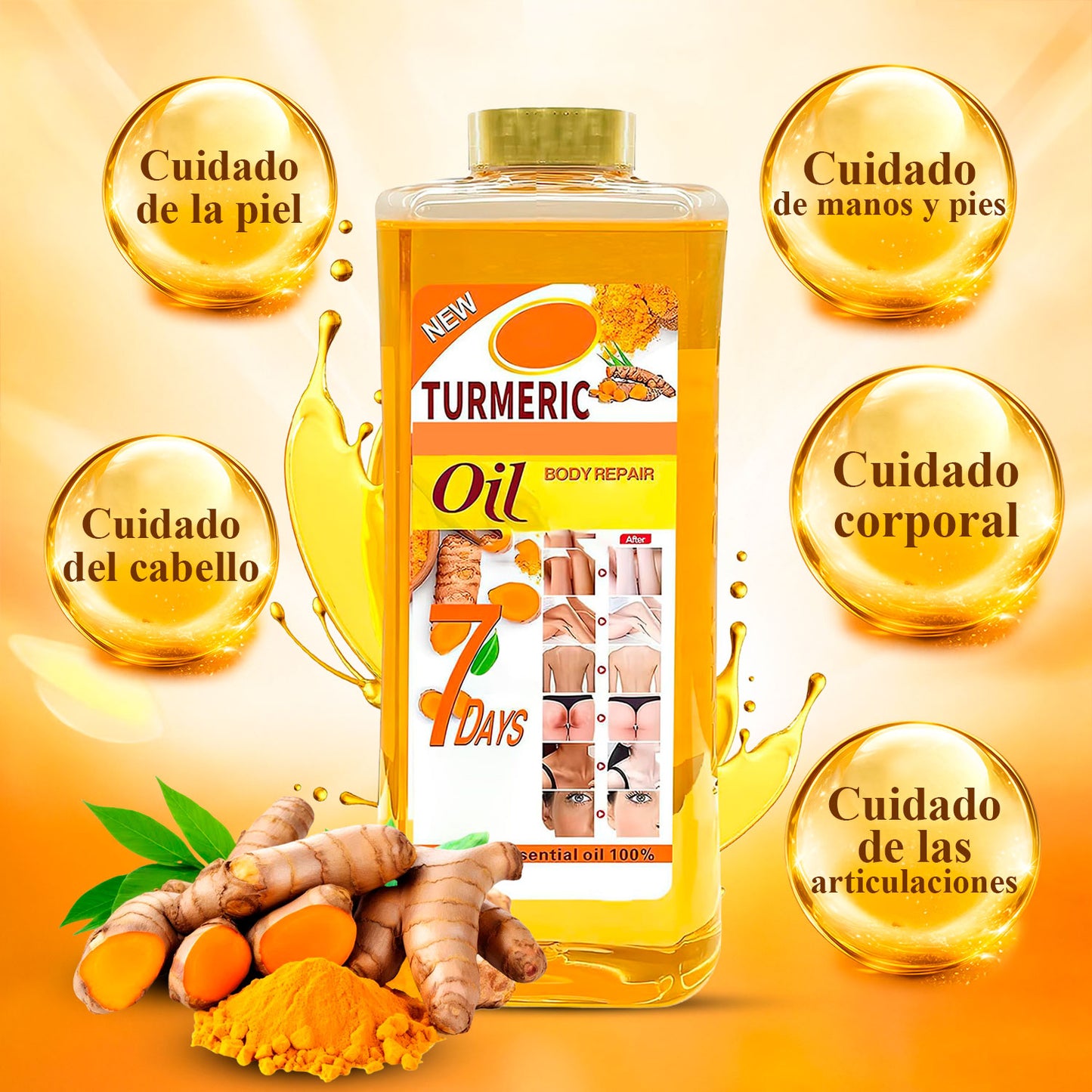 Aceite Aclarante de Cúrcuma + Gratis Jabón Orgánico de Cúrcuma