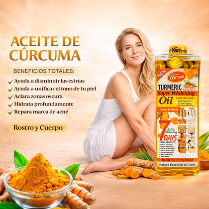 Aceite Aclarante de Cúrcuma + Gratis Jabón Orgánico de Cúrcuma
